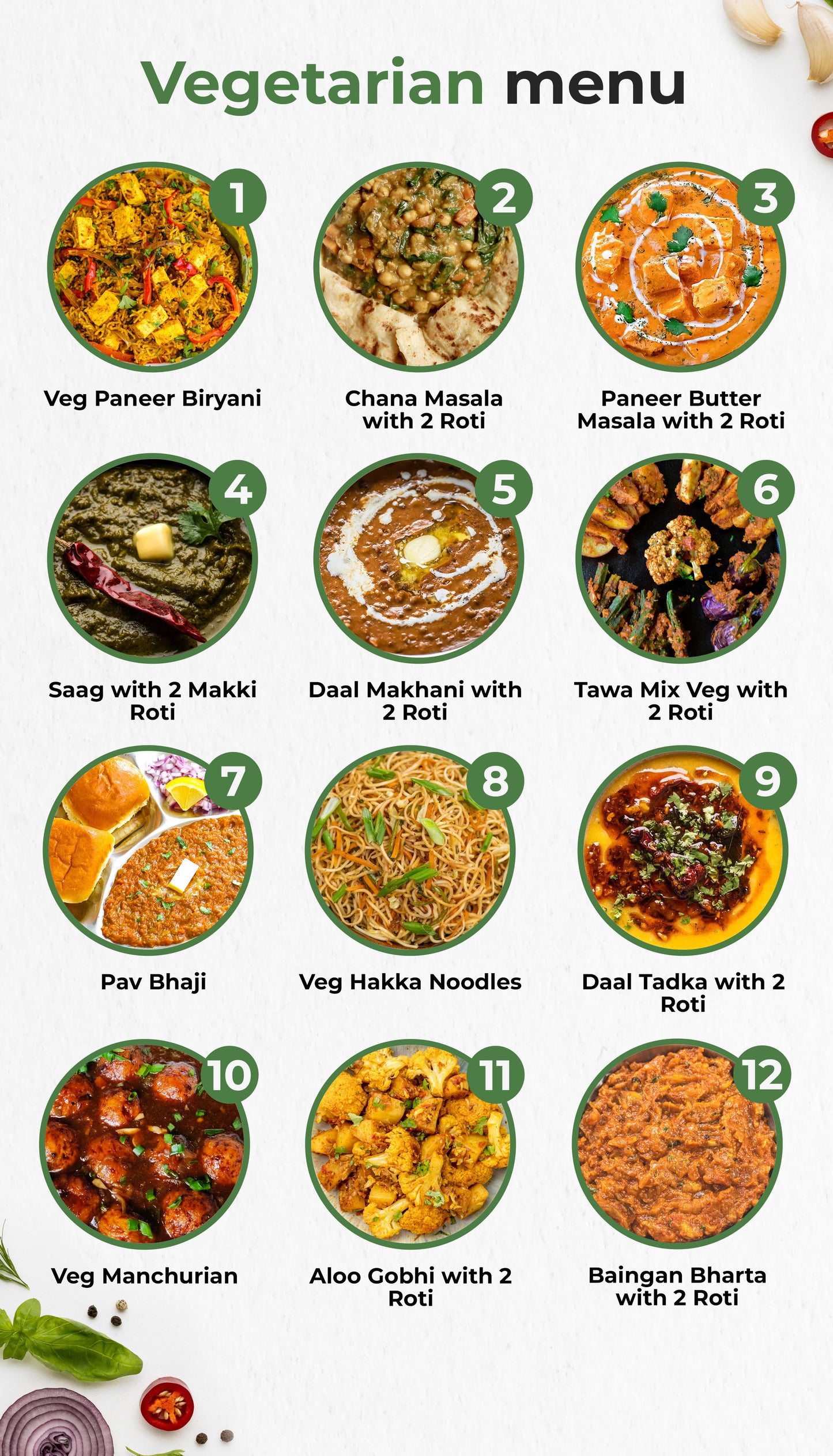 VEG MENU - 3 TRIAL MEALS PLAN