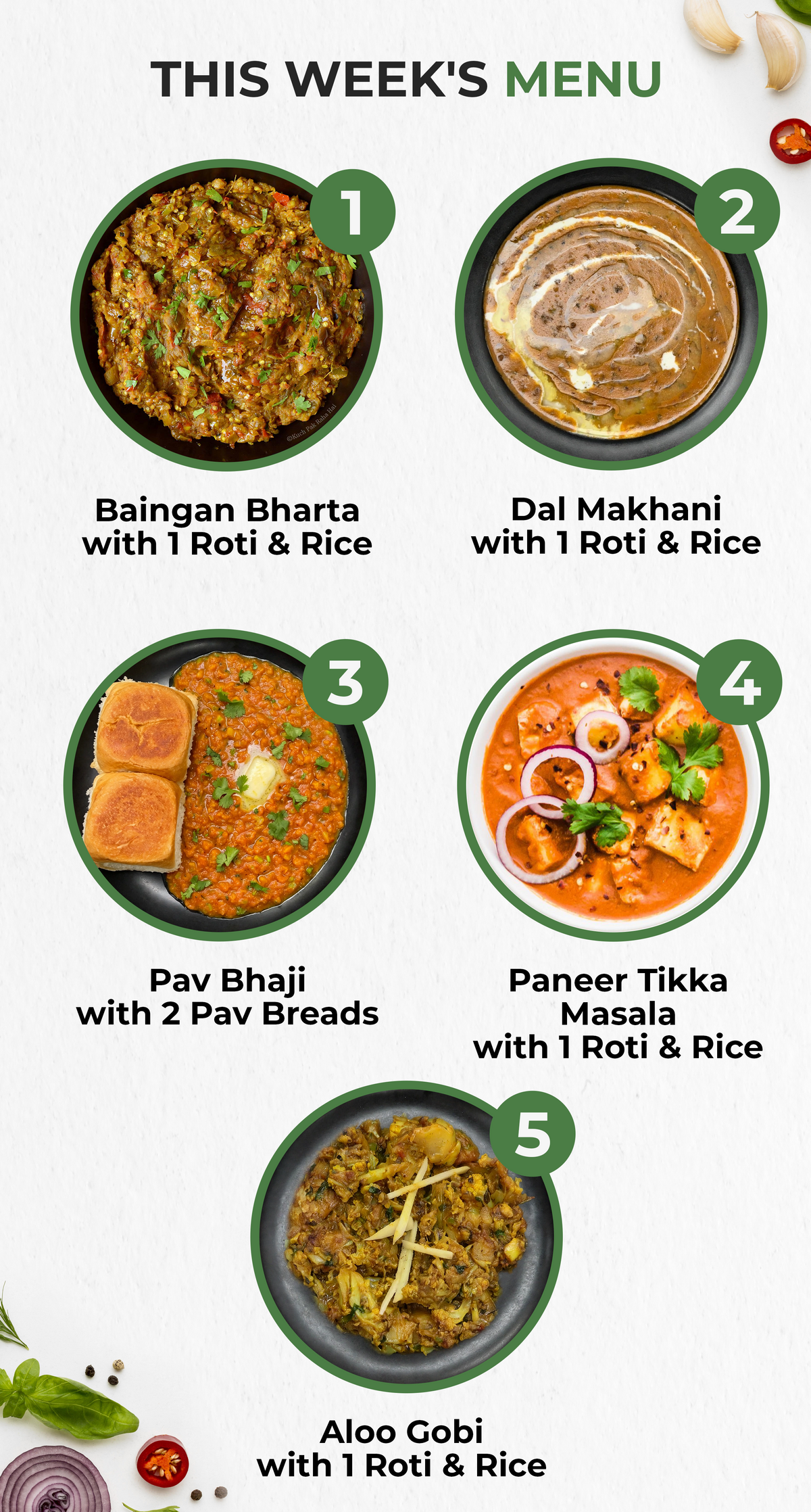 Senior Menu – Vegetarian (5 Meals)